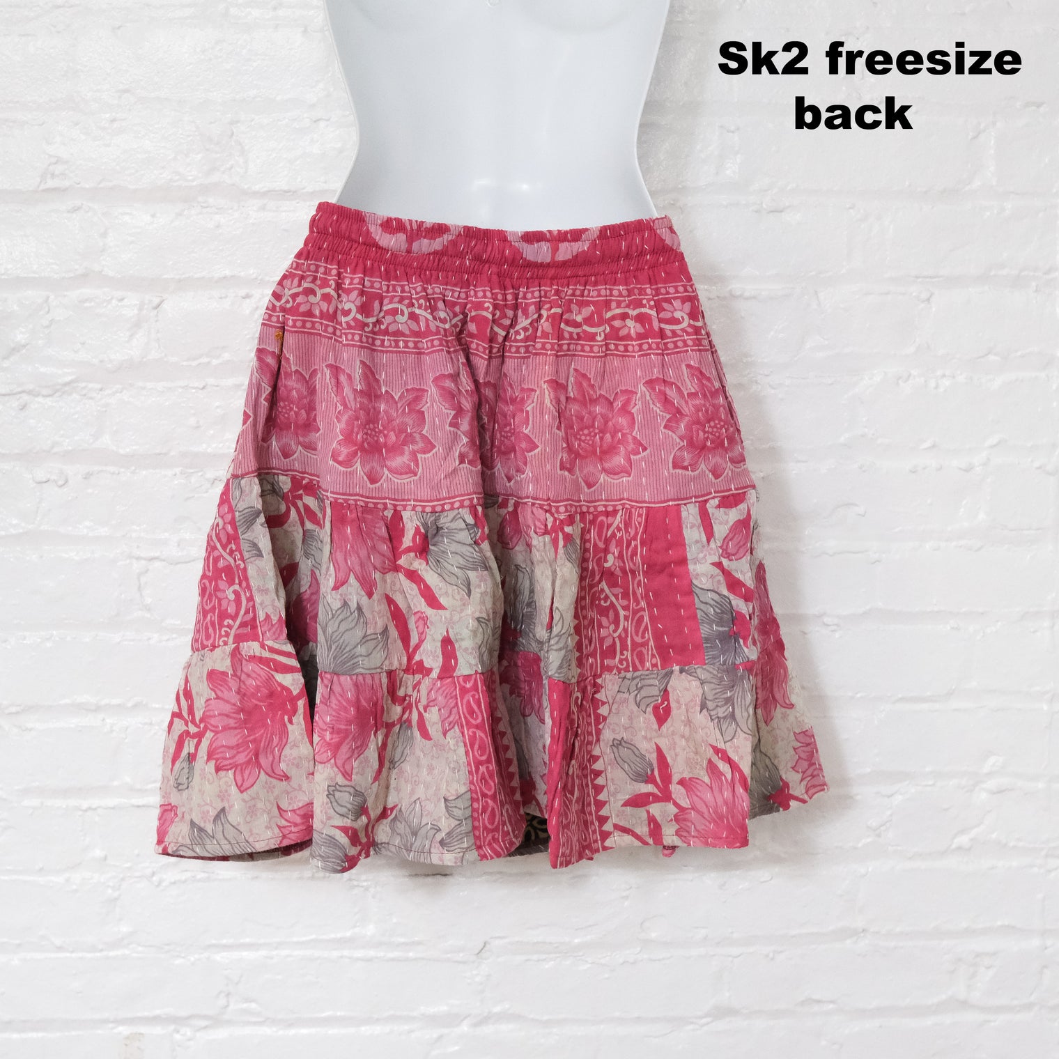 Kantha Tiered Mini Skirt with Pockets