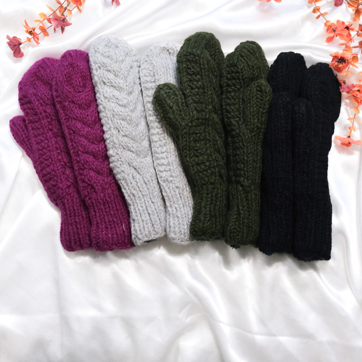 Cable Knit Solid Color Winter Mittens – karmanepalcrafts