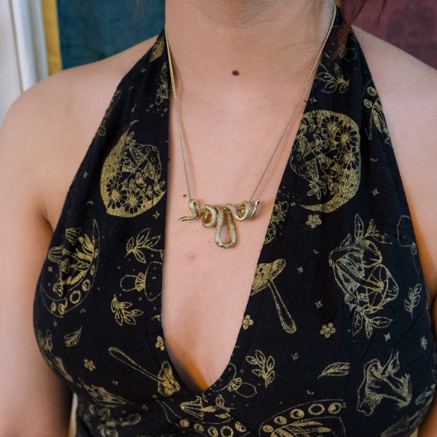 Boho Serpent Gold Filled  Necklace