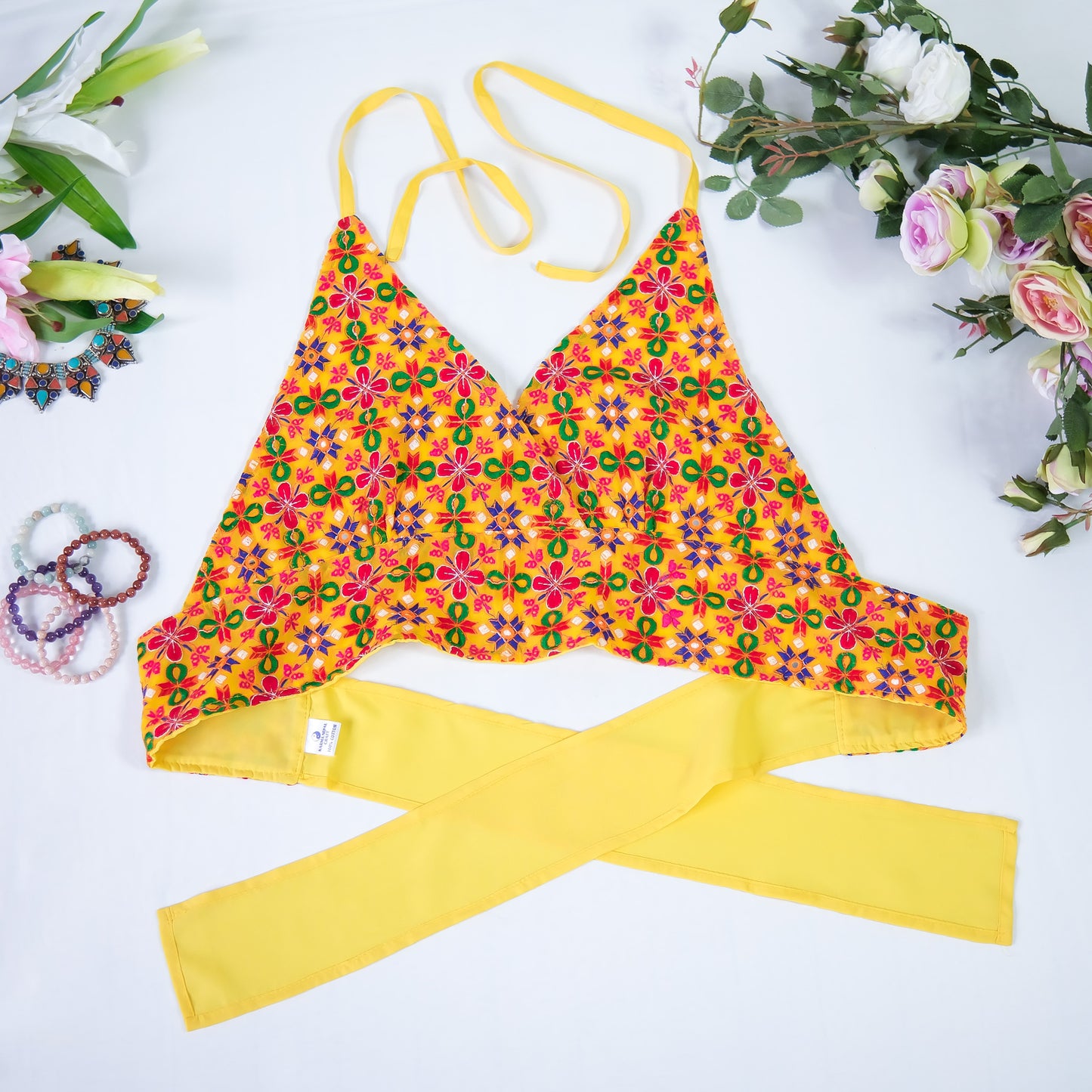 Psychedelic Vintage Hand Embroidered Halter Top