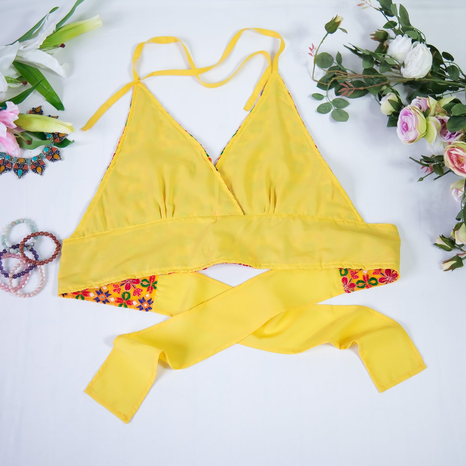 Psychedelic Vintage Hand Embroidered Halter Top