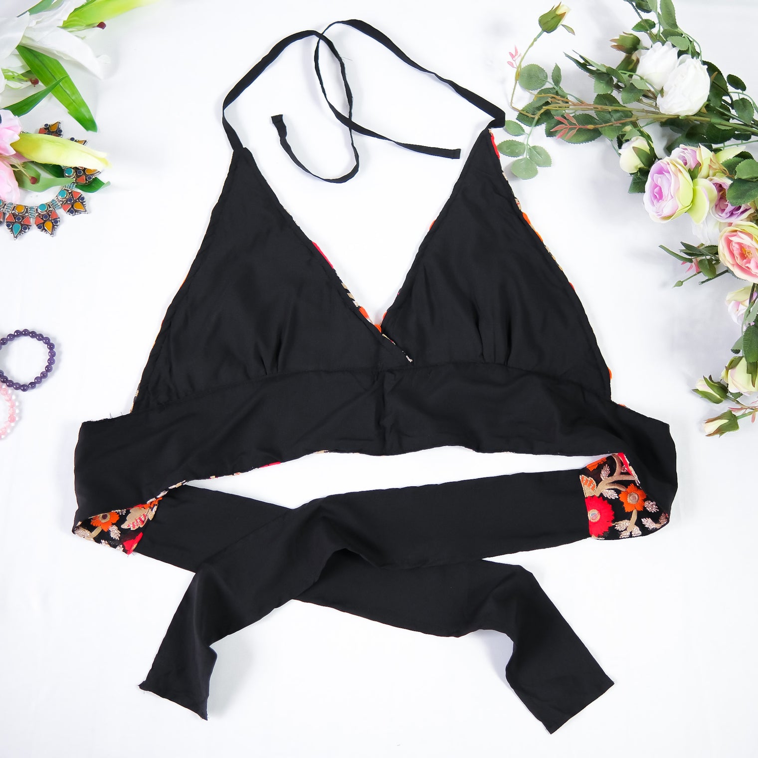 Psychedelic Vintage Hand Embroidered Halter Top