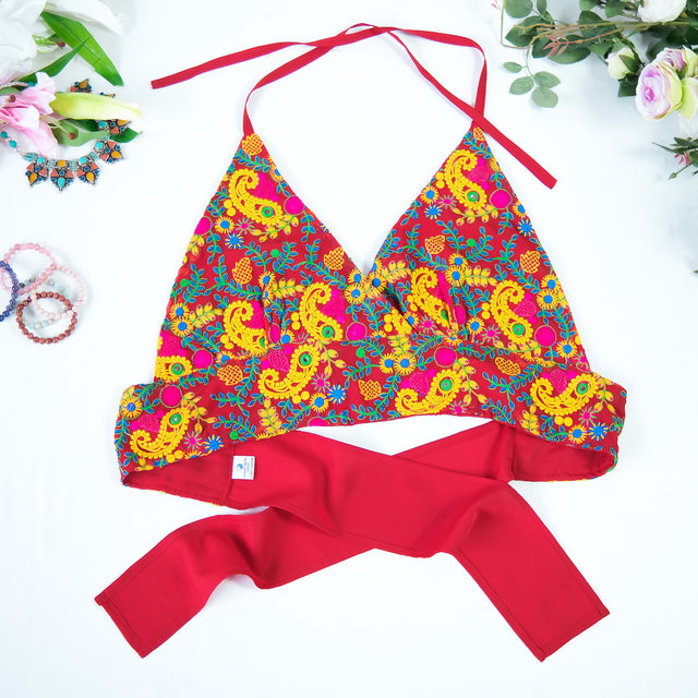 Psychedelic Vintage Hand Embroidered Halter Top