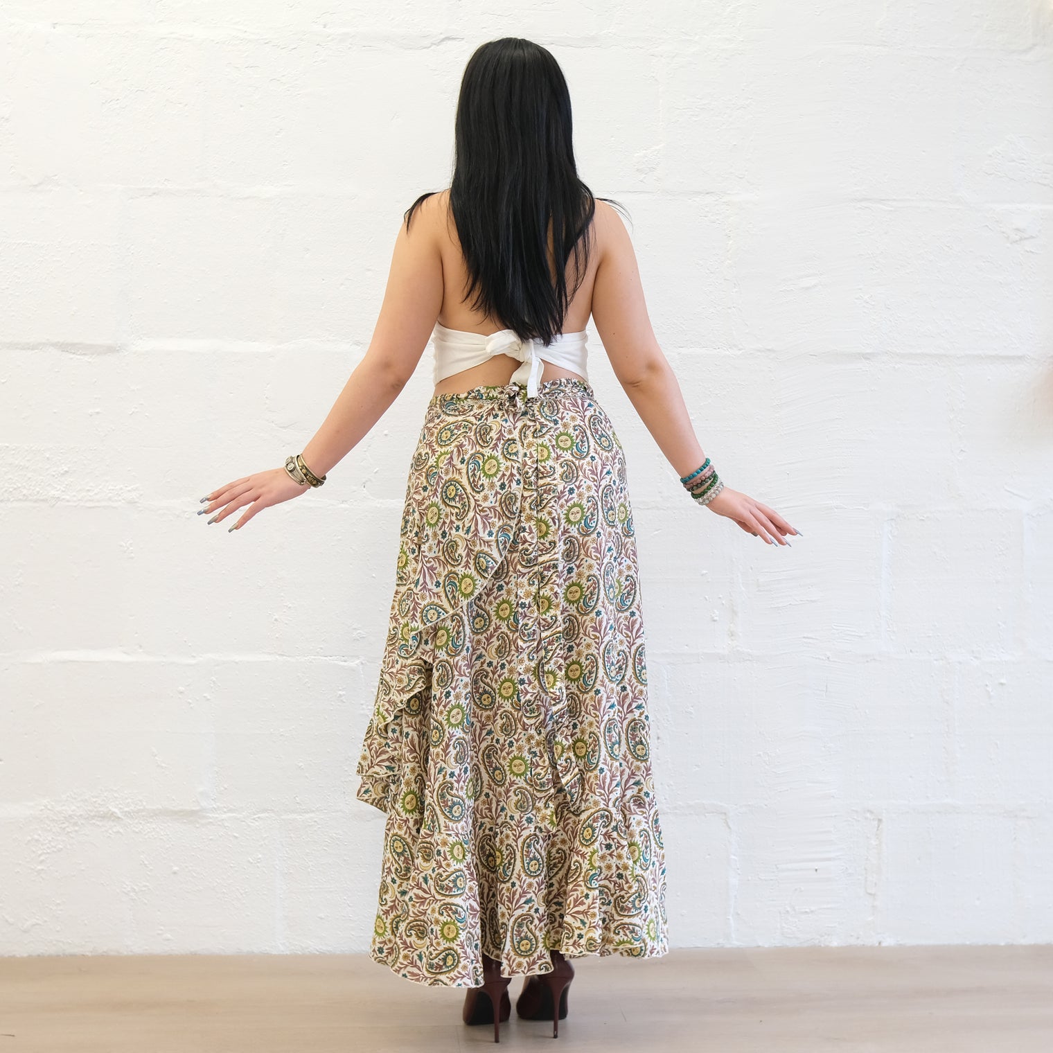 Flowy Sun Celestial Paisley Boho Wrap Skirt