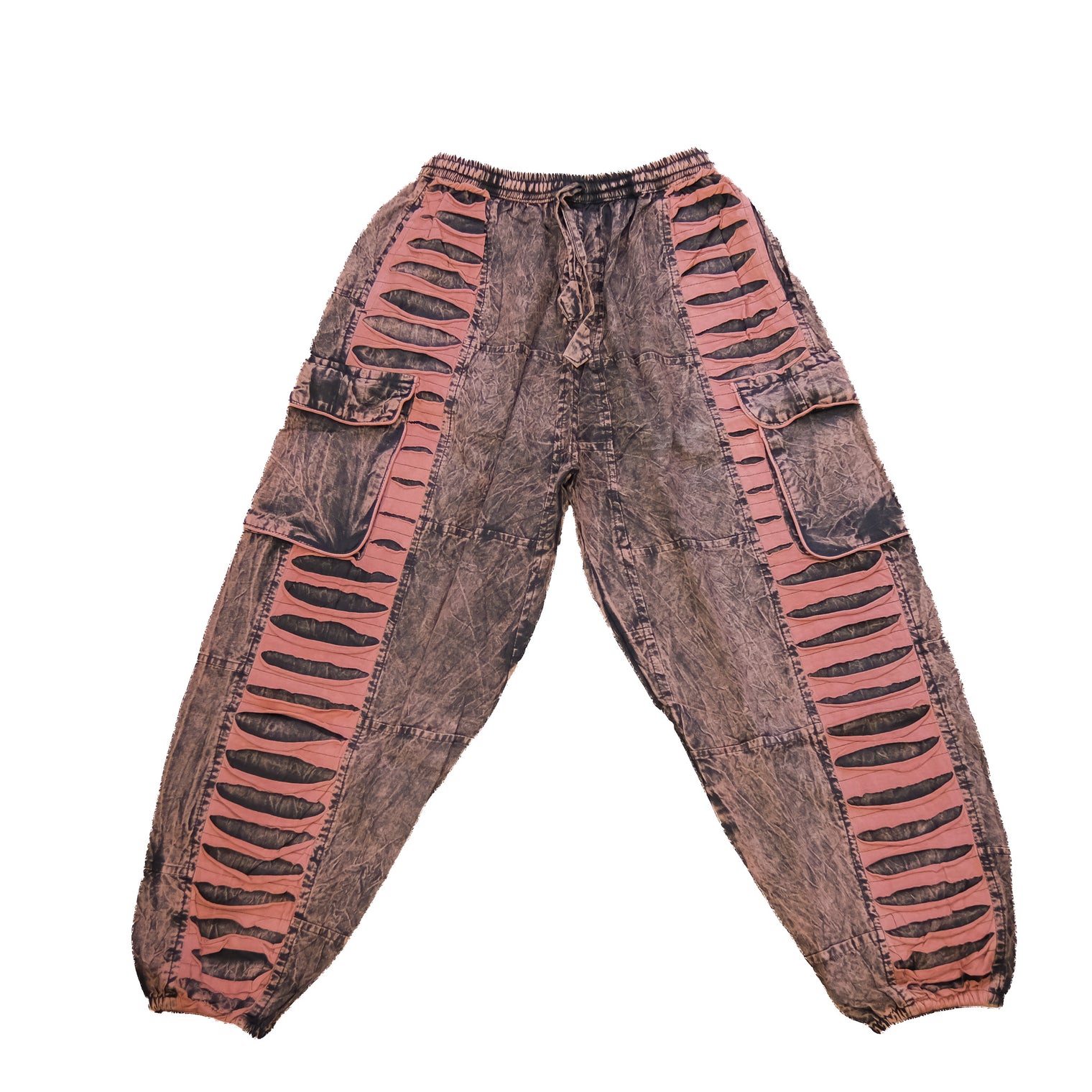 Patchwork Ribbed Cotton Baggy Pants