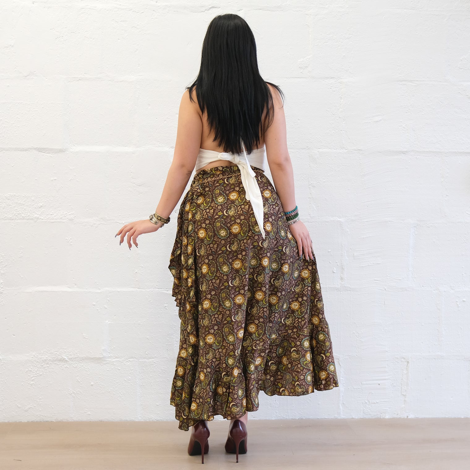 Flowy Sun Celestial Paisley Boho Wrap Skirt
