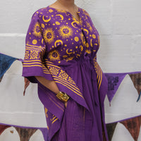 Celestial Sun & Moon Hamsa Kaftan Maxi Dress with Pockets