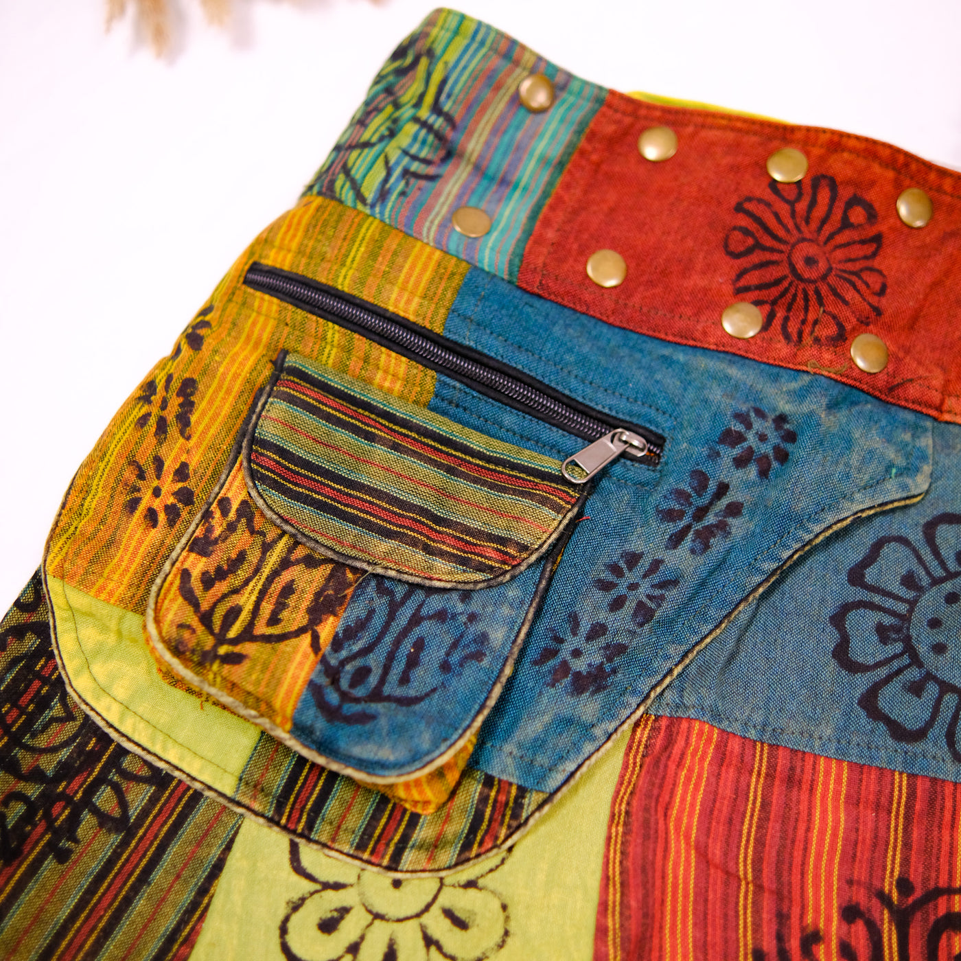 Short Patch Mini Skirt with Popper Button – karmanepalcrafts
