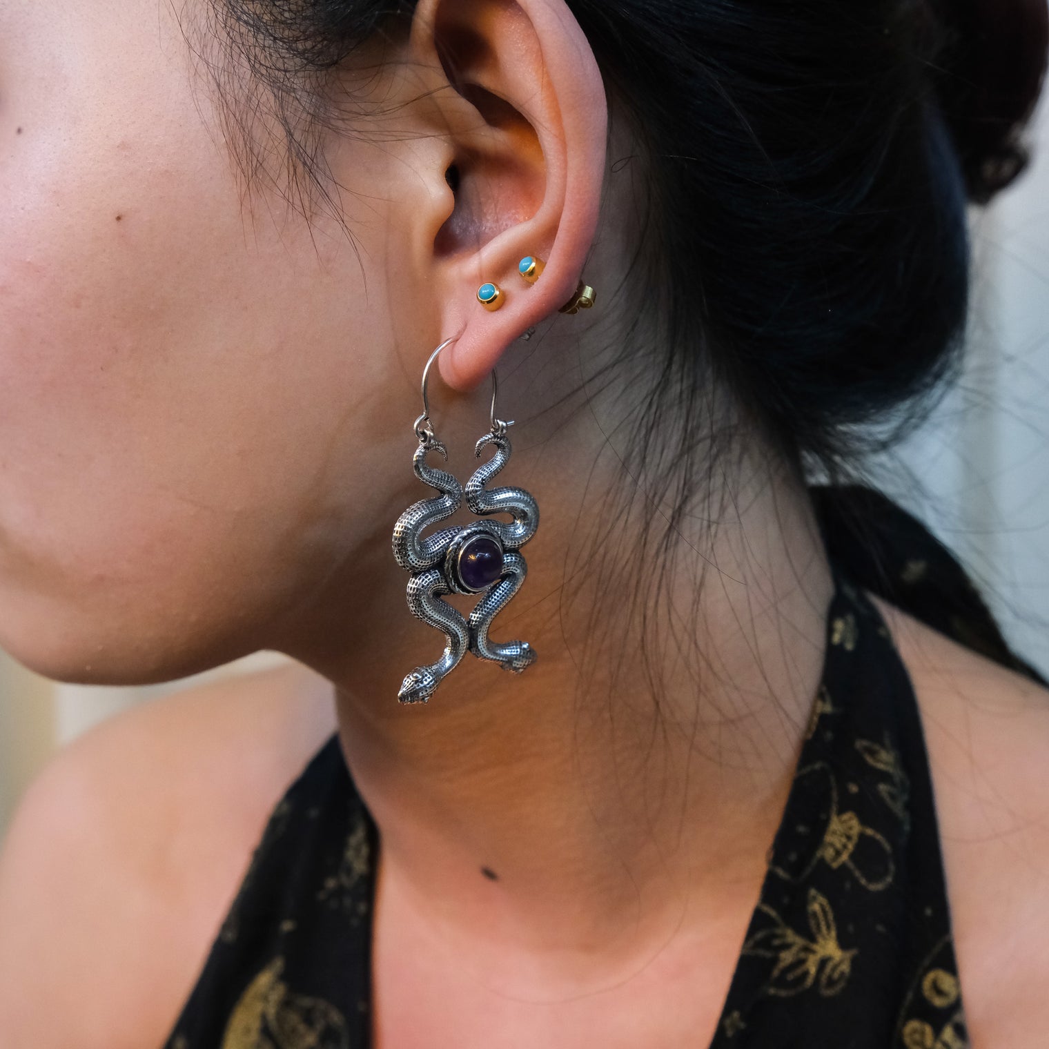 Dangle Goth Snake Earring