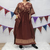 Celestial Sun & Moon Hamsa Kaftan Maxi Dress with Pockets