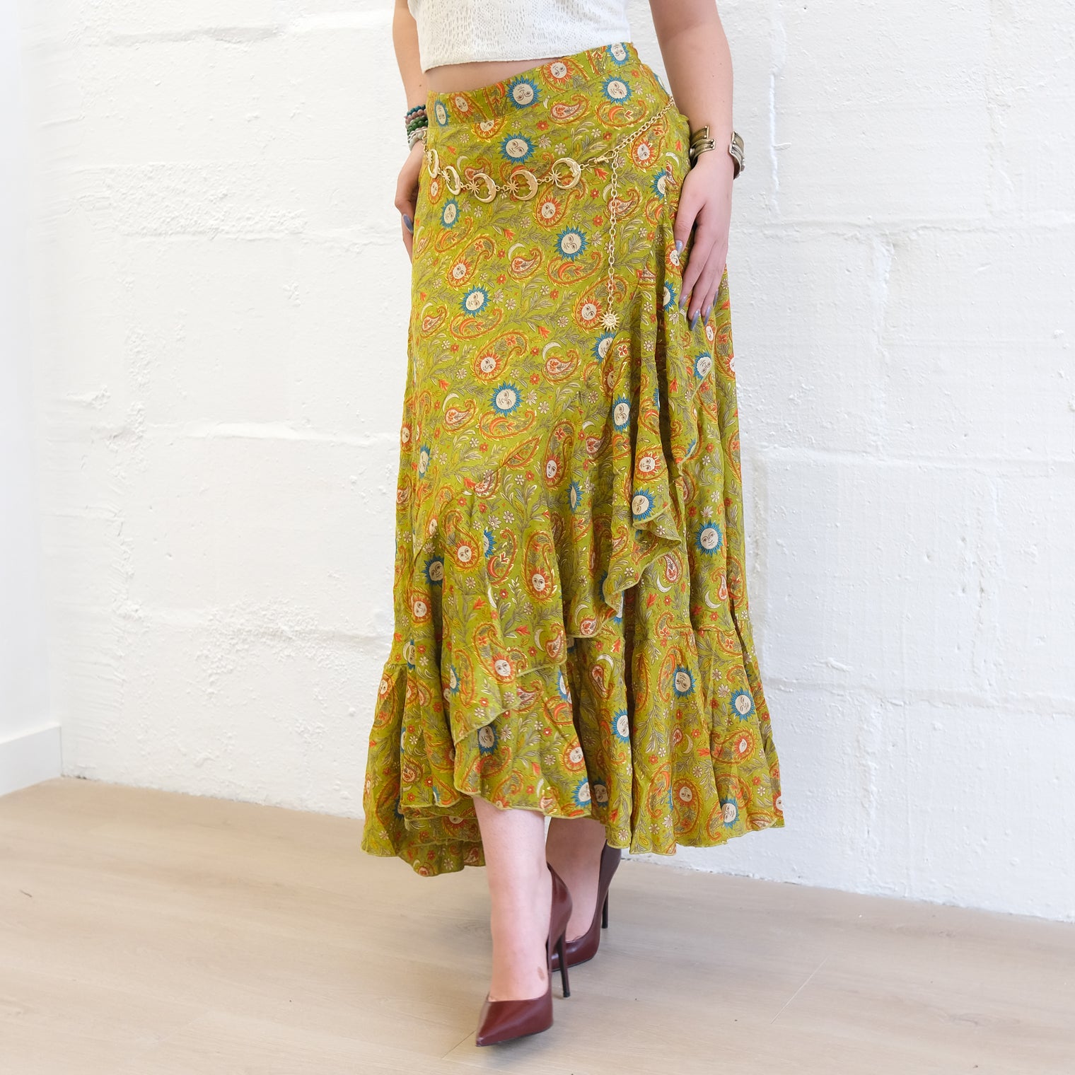 Flowy Sun Celestial Paisley Boho Wrap Skirt