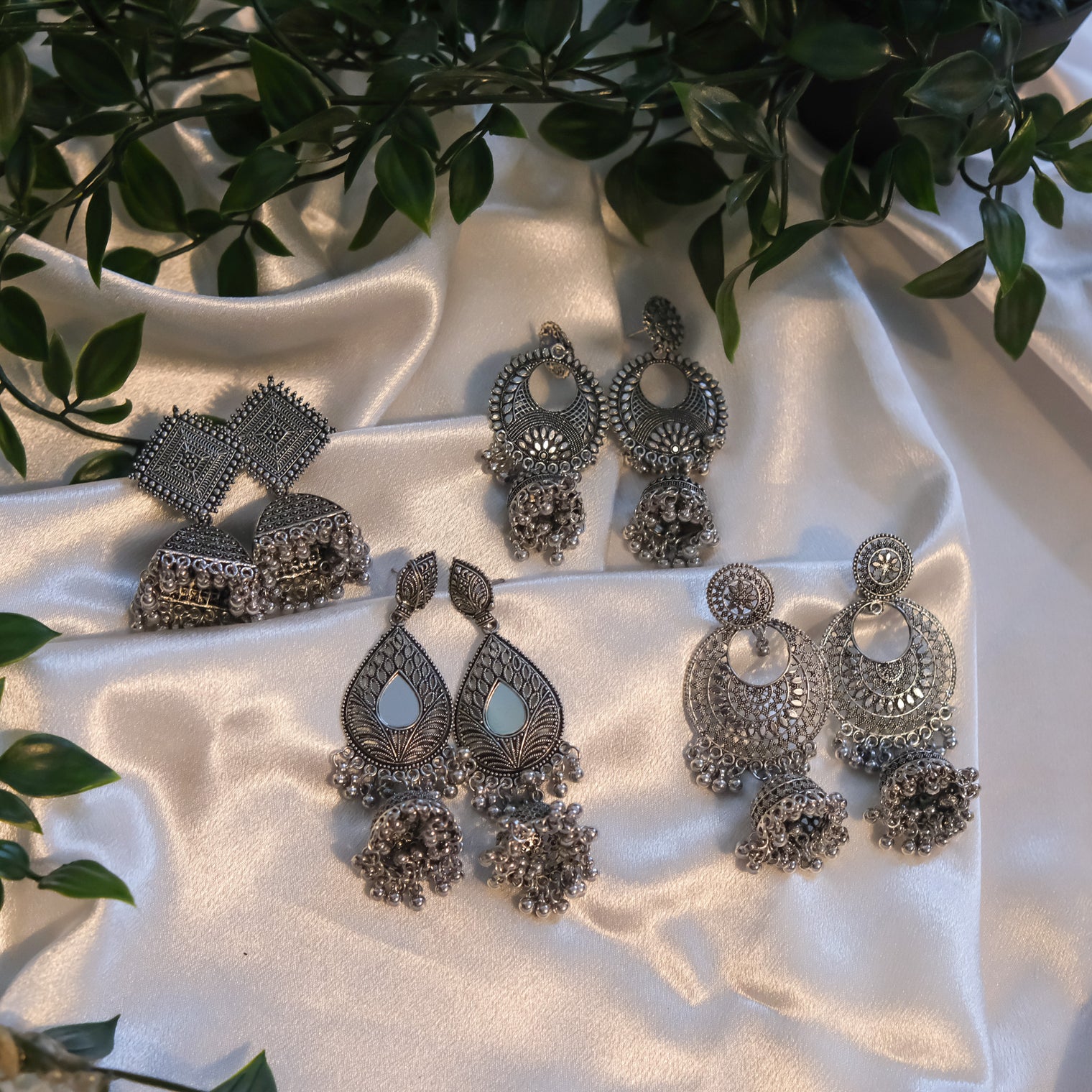 Boho Silver Long Earrings