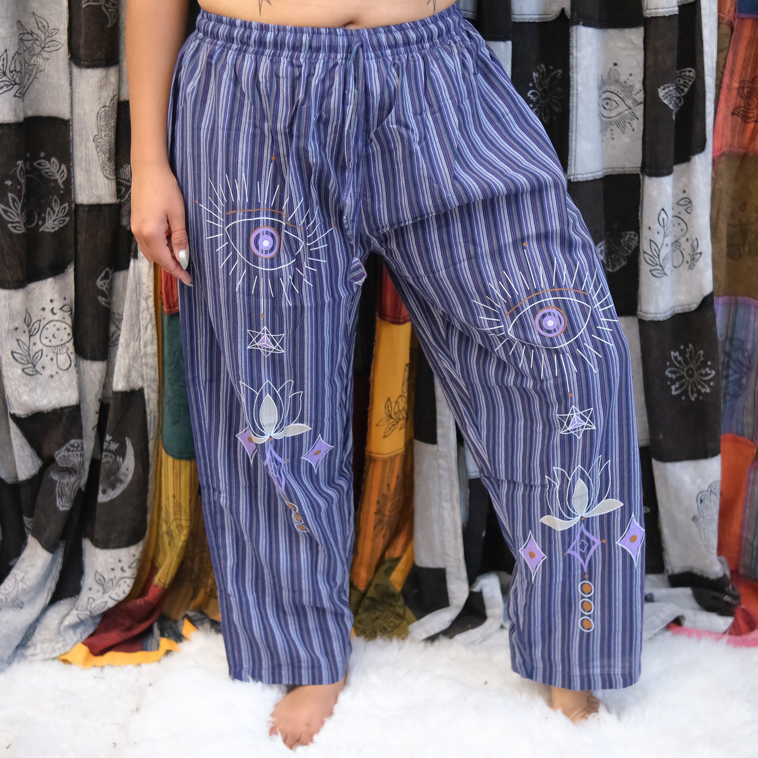 Mystic Evil Eye Stripe Cotton Pants