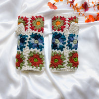 Crochet Flower Design Handwarmers