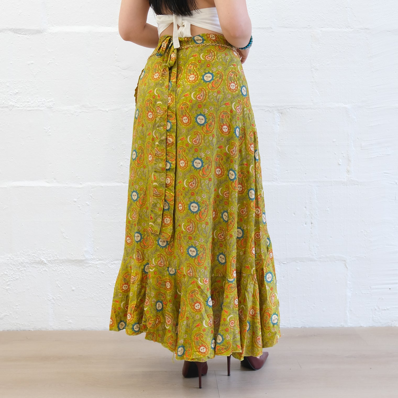 Flowy Sun Celestial Paisley Boho Wrap Skirt