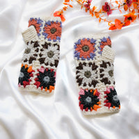 Crochet Flower Design Handwarmers