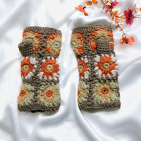Crochet Flower Design Handwarmers
