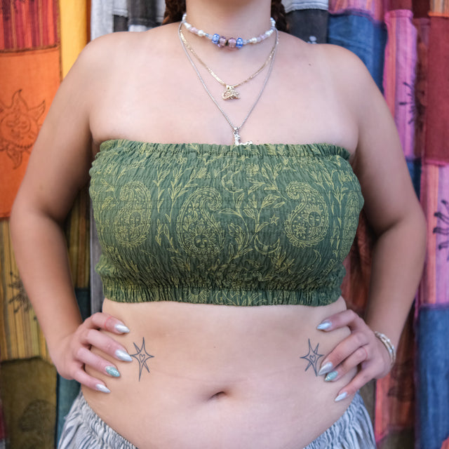 Stretchy Smocked Cotton Tube Top