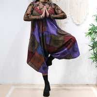 Patchwork Flowy Cotton Jumpsuit with Pockets