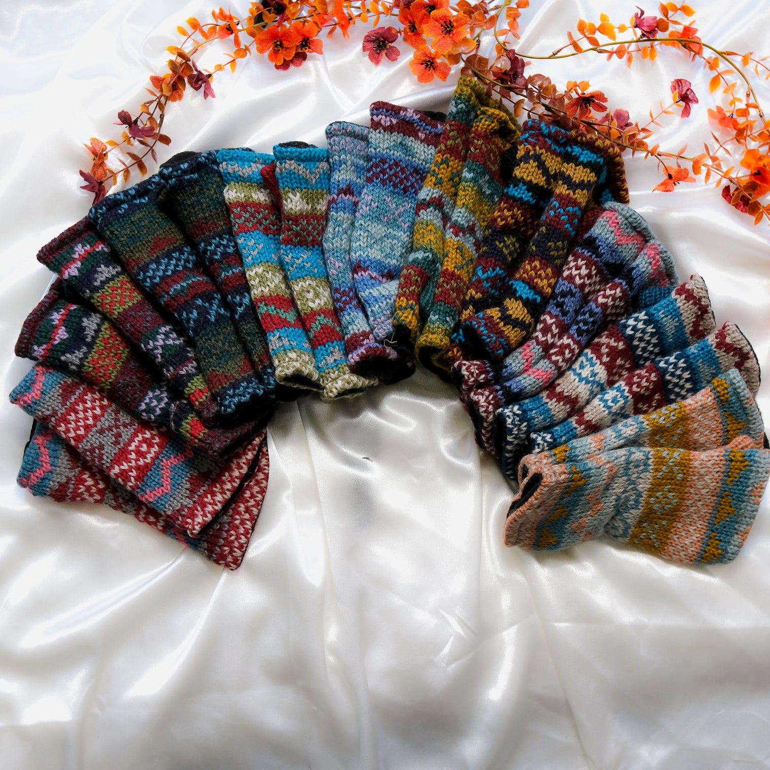 Stripey Multicolor Handwarmer with Fleece Lining