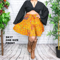 Kantha Tiered Mini Skirt with Pockets