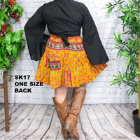 Kantha Tiered Mini Skirt with Pockets