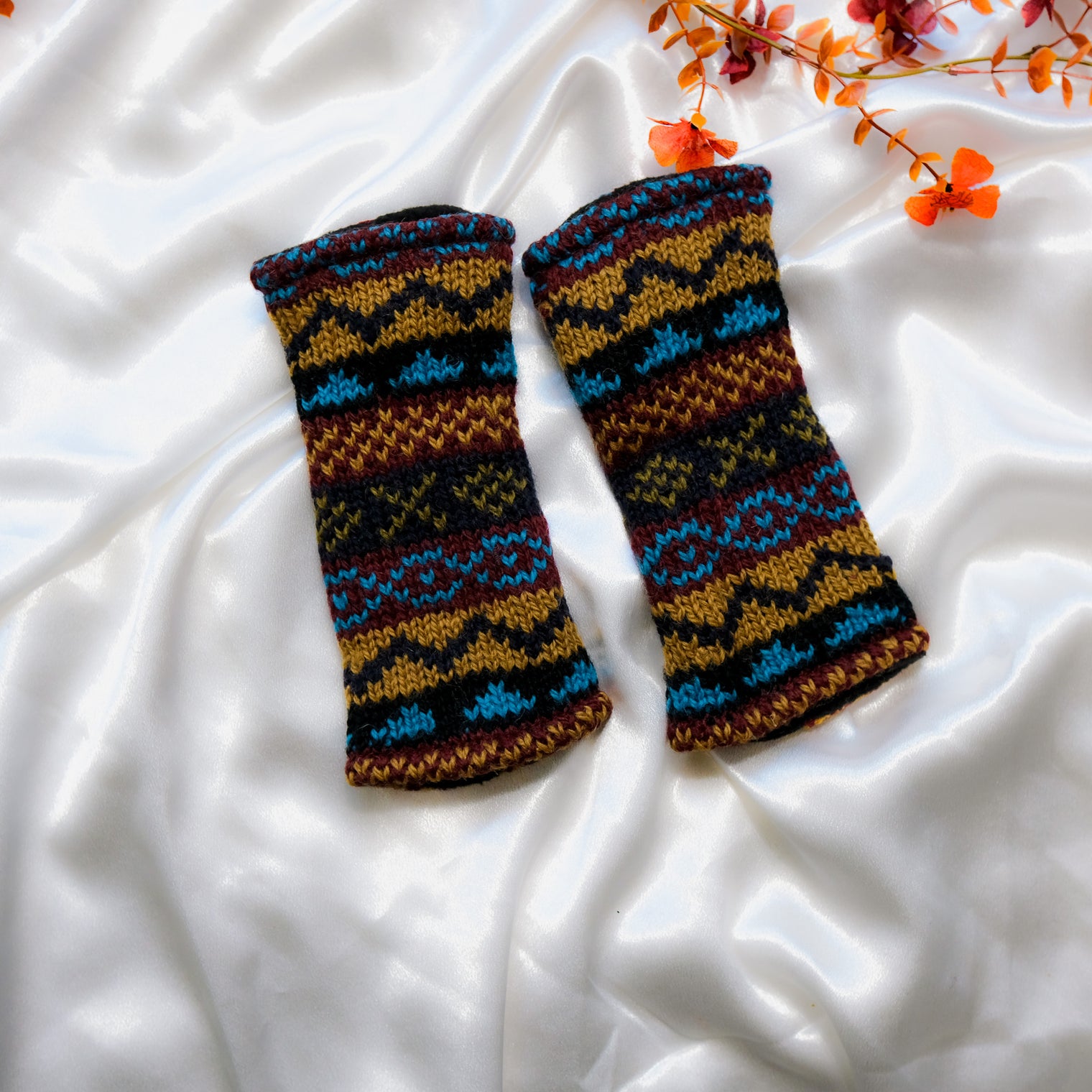 Stripey Multicolor Handwarmer with Fleece Lining