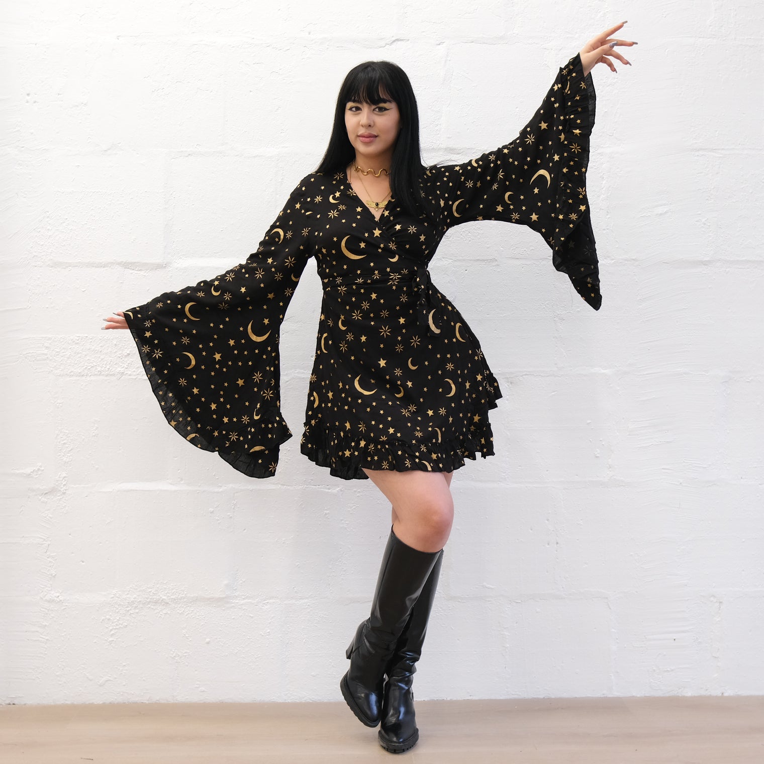 Celestial Goddess Boho Wrap Dress