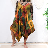 Patchwork Flowy Cotton Jumpsuit with Pockets