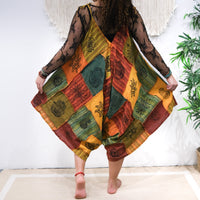 Patchwork Flowy Cotton Jumpsuit with Pockets