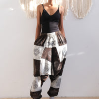 Patchwork Block Print Harem Pants
