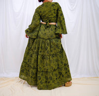 Flowy Tiered Mushroom Celestial Skirt with Bell Sleeve Wrap Top