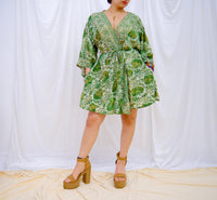 Recycled Boho Silk Short Kimono with Pockets