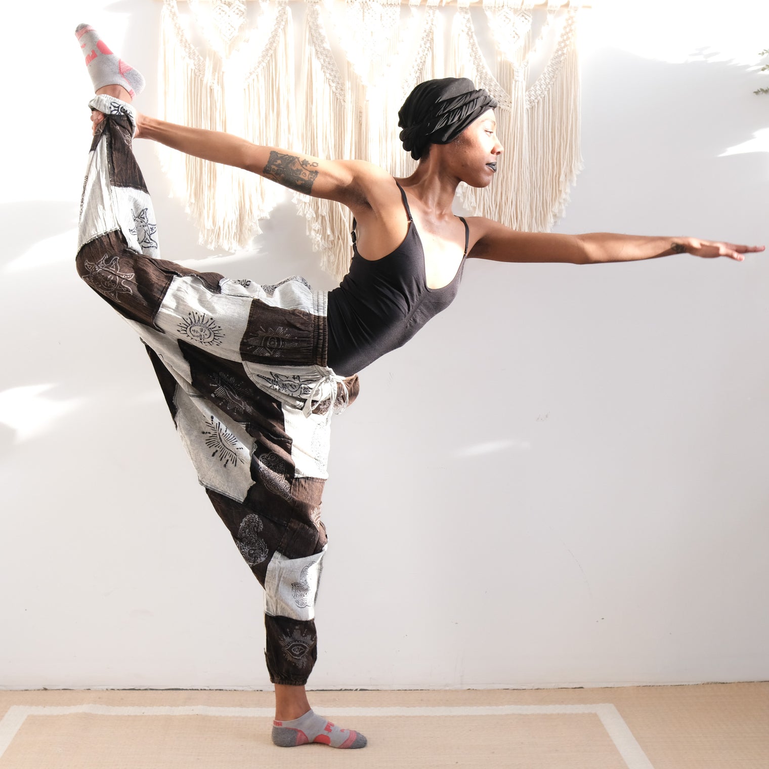 Patchwork Block Print Harem Pants