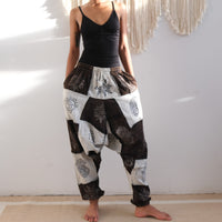 Patchwork Block Print Harem Pants