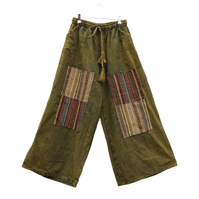 Handmade Hippie Stonewashed Patchwork Wide Leg Pants