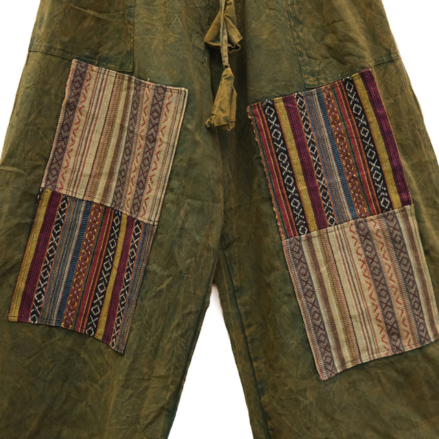 Handmade Hippie Stonewashed Patchwork Wide Leg Pants