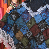 Patchwork Celestial Lace Asymmetrical Skirt