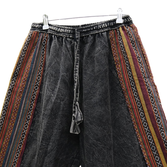 Stonewashed Hippie Pants with Woven Side Panels