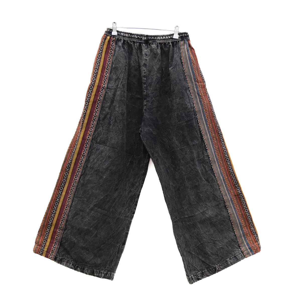 Stonewashed Hippie Pants with Woven Side Panels