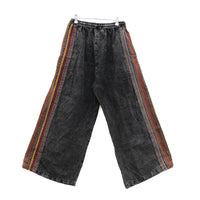 Stonewashed Hippie Pants with Woven Side Panels