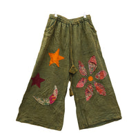Boho Floral Patchwork Wide Leg Cotton Pants