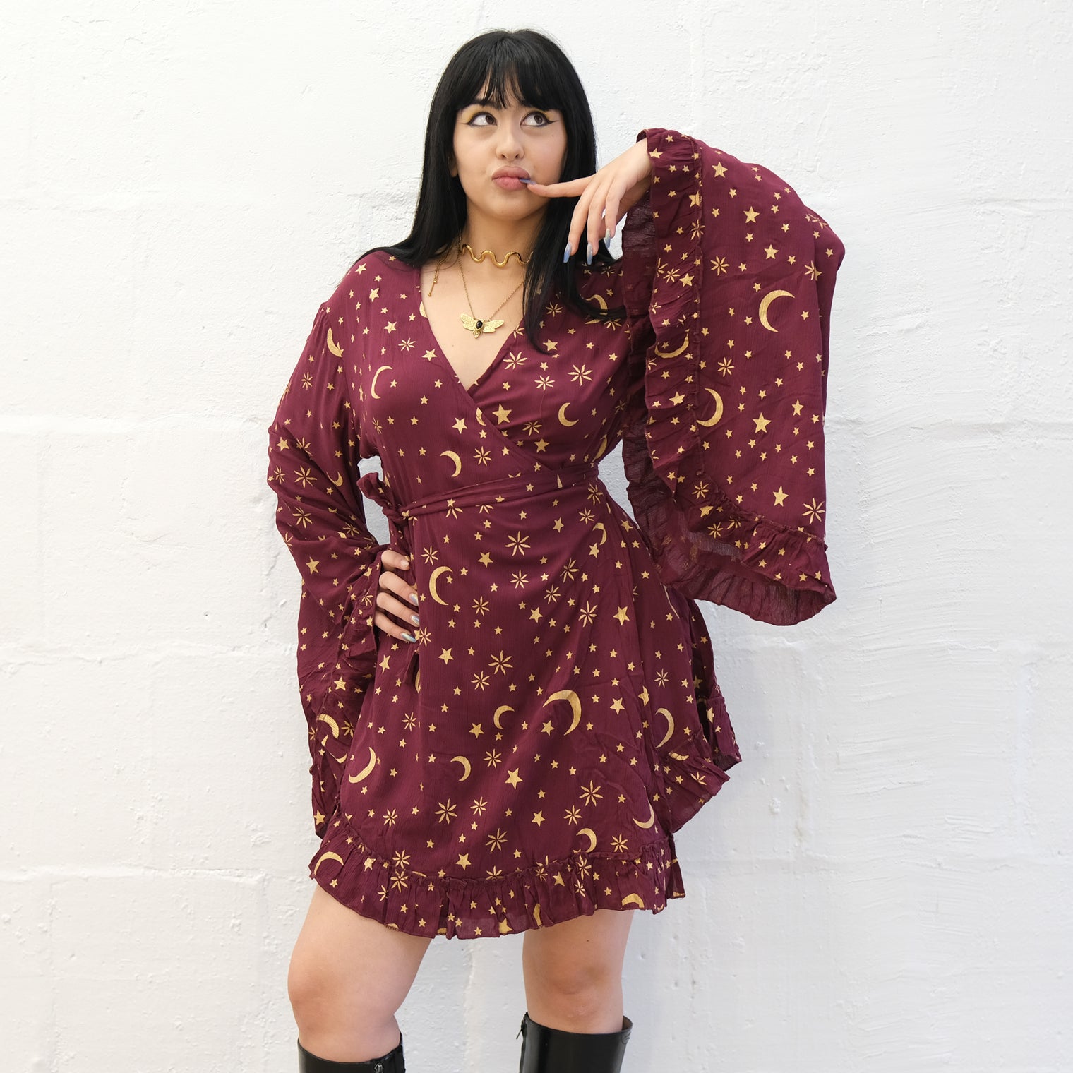 Celestial Goddess Boho Wrap Dress