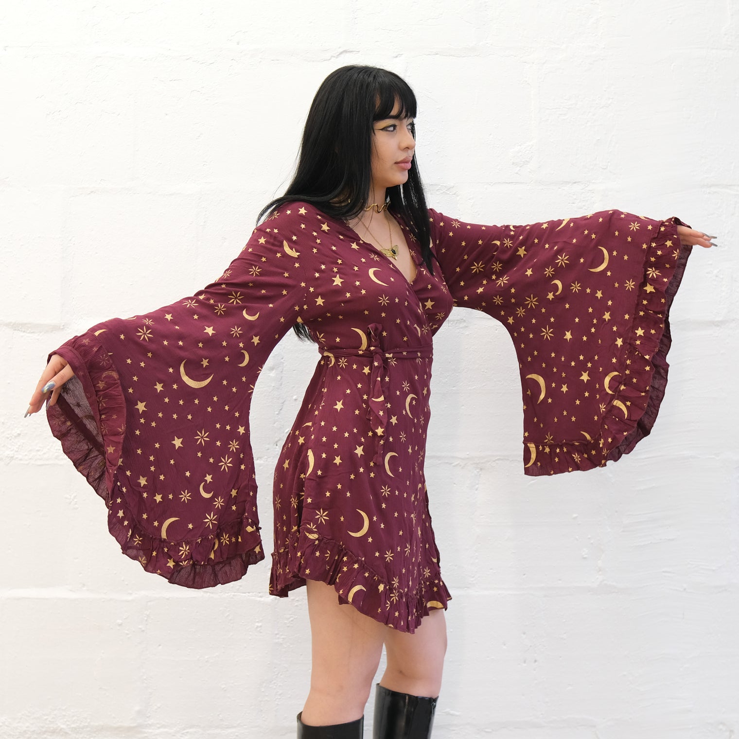 Celestial Goddess Boho Wrap Dress