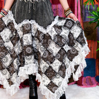 Patchwork Celestial Lace Asymmetrical Skirt