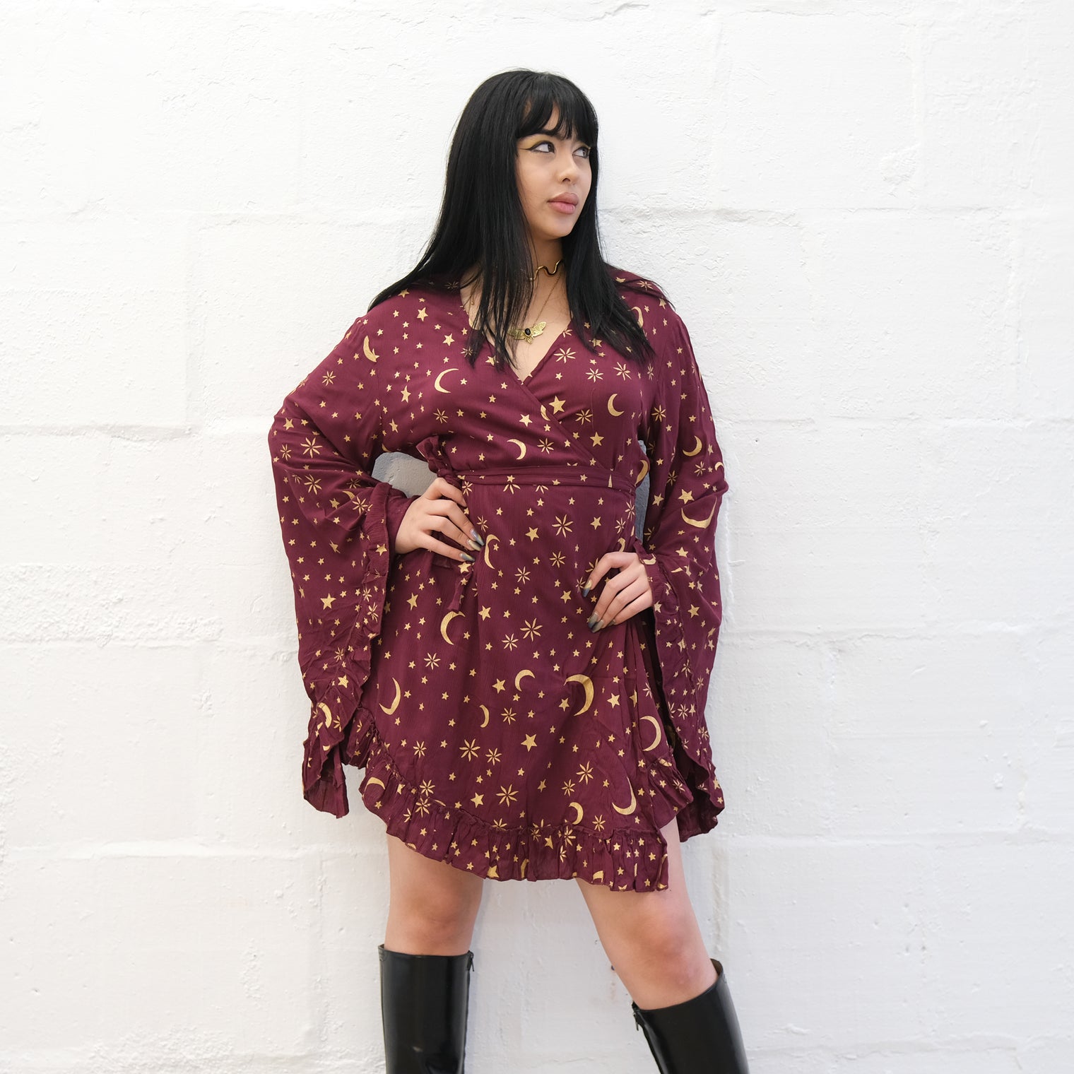 Celestial Goddess Boho Wrap Dress