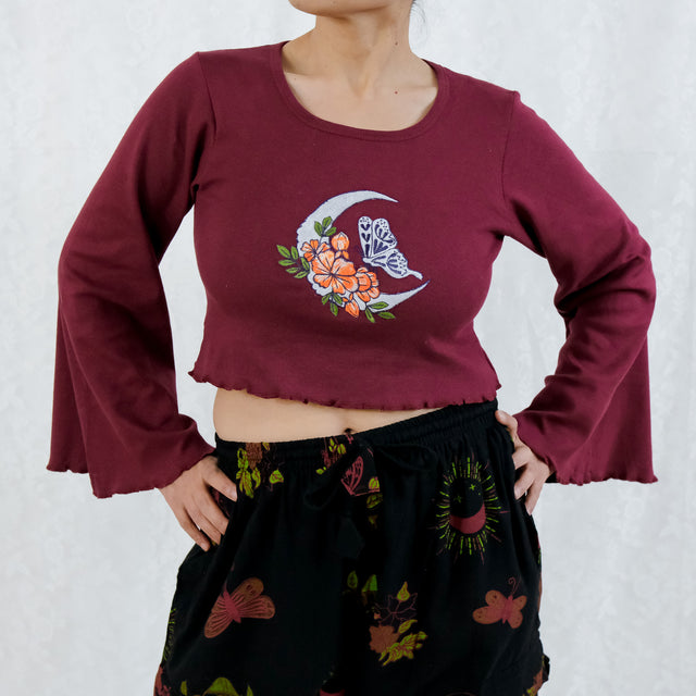 Whimsigoth Celestial Butterfly Hand Embroidered Sweater