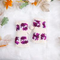 Hand Knitted Crochet Flower Design Hand Warmer