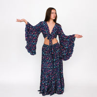 Wanderer Aviary Flowy Skirt and Ruffle Sleeve Top