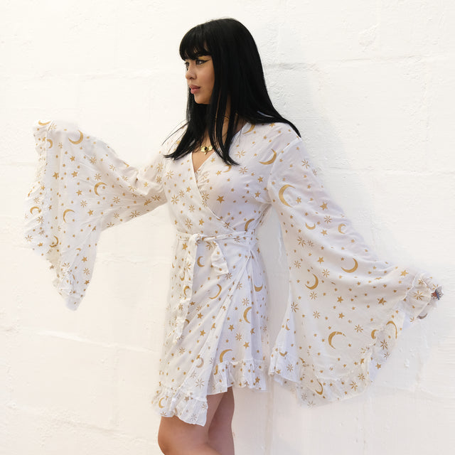 Celestial Goddess Boho Wrap Dress